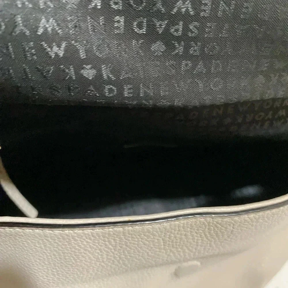Kate spade grey white black leather satchel handbag